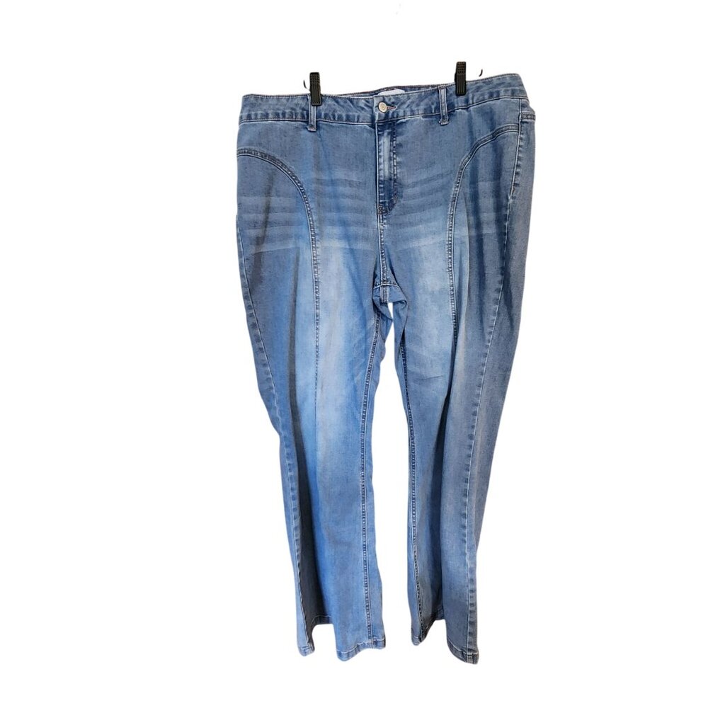Vanilla Star Womens Light Blue High-Waisted Denim Jeans Size 20W wide-Leg St